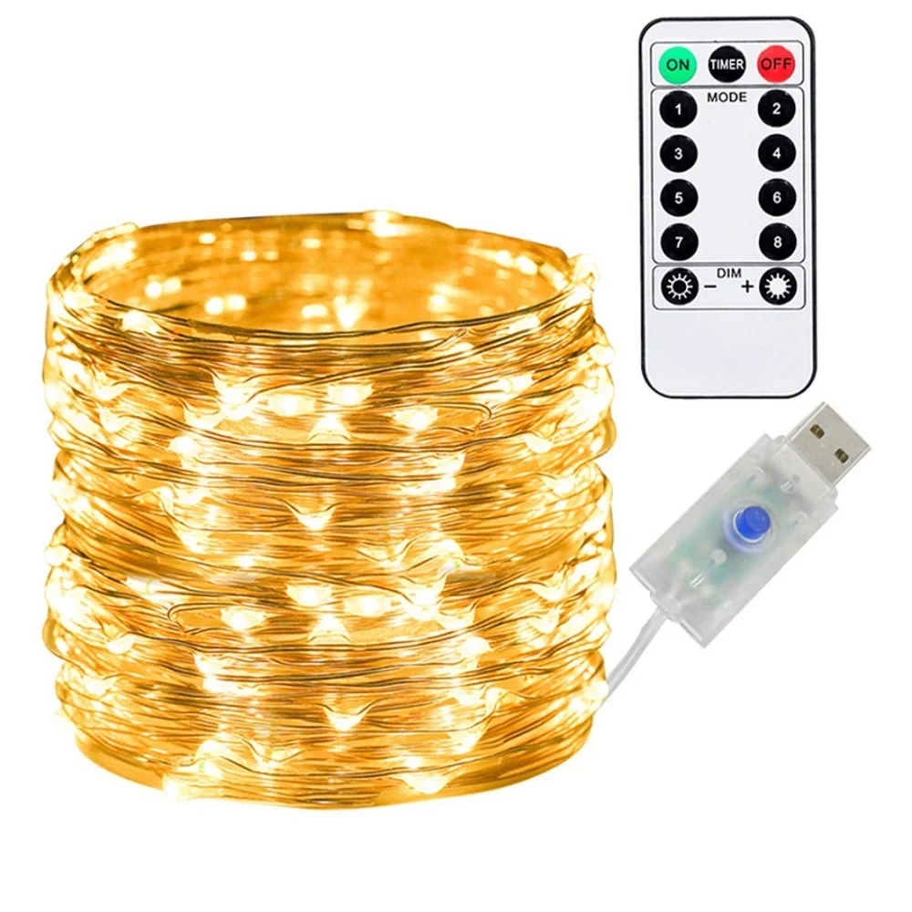 33’ long 100 bulb warm light LED USB string lights Copper wire Twinkle lights